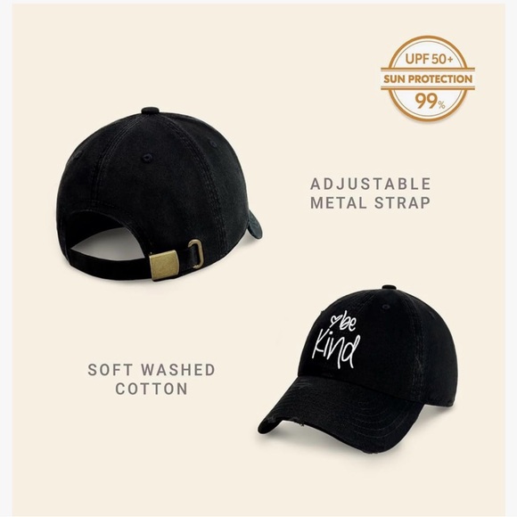 Be Kind Black Baseball Cap with White Embroidery - Picture 6 of 7
